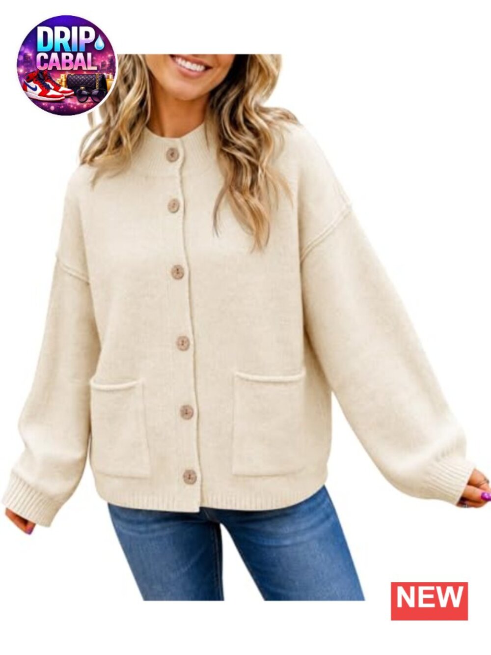 Cardigan Sweater Jacket with Pockets Open Front Knit